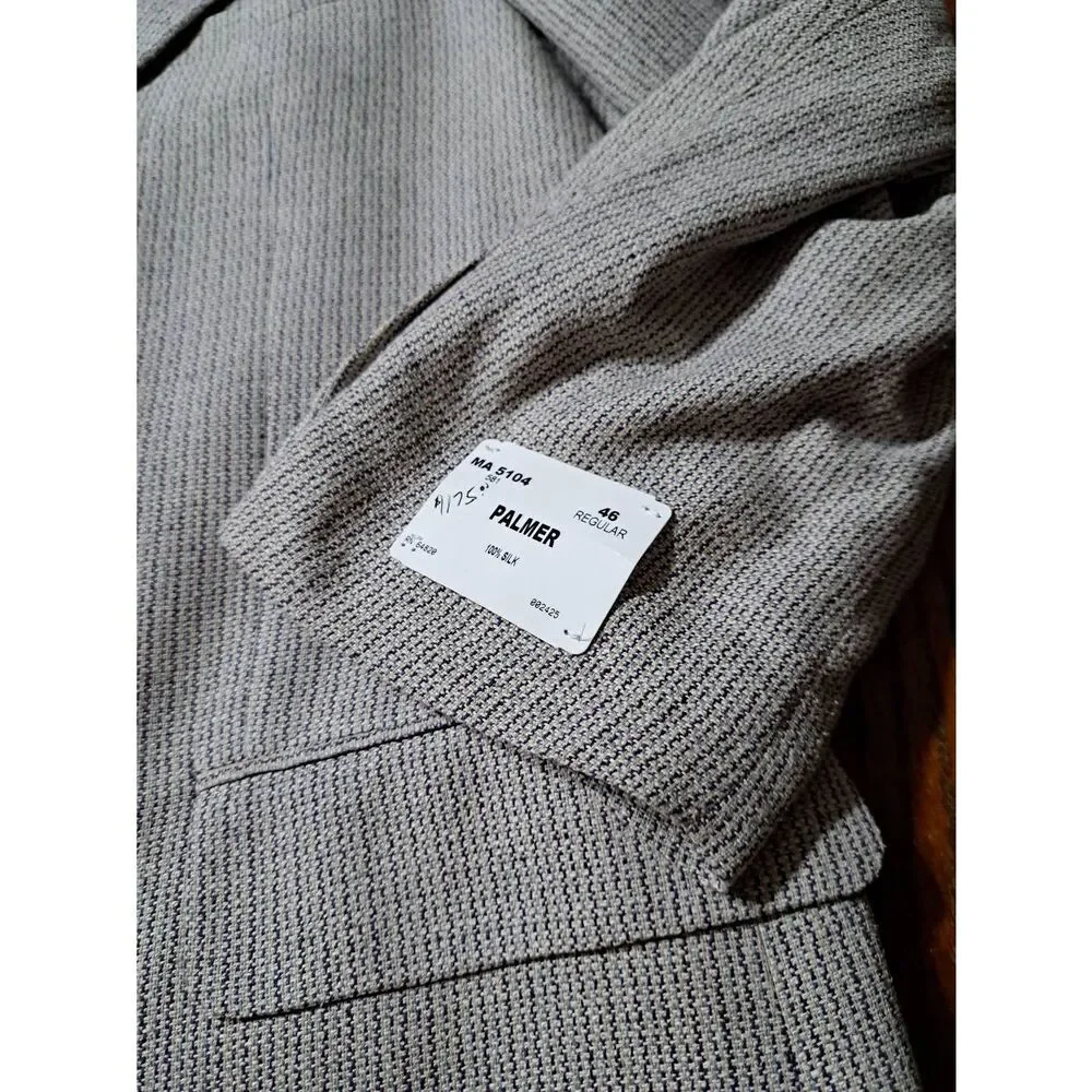 New 46R Shawn Thomas Grey Tweed Palmer Silk Suit Sport Coat Jacket Blazer NWT